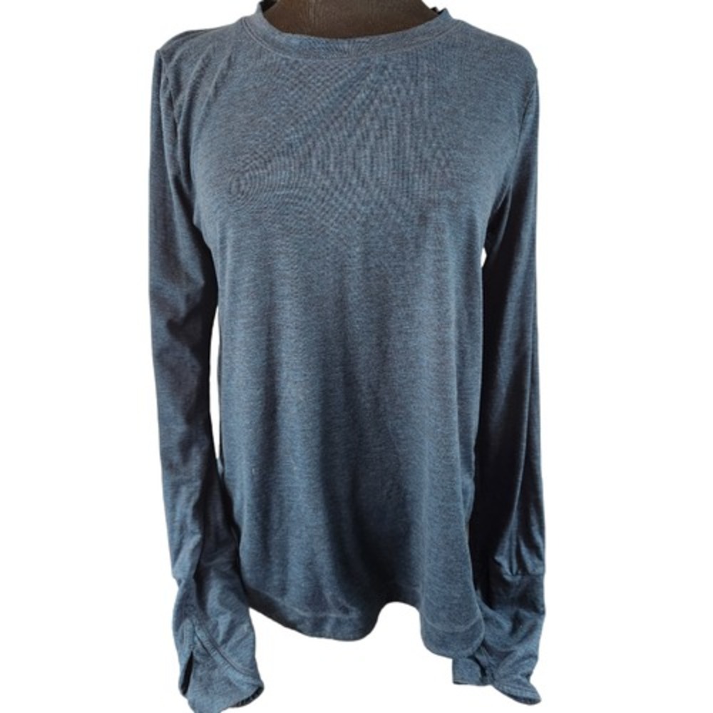 Athleta Long Sleeve Top Womens Small Blue Excellent Thumbhole High-Low 382880-04